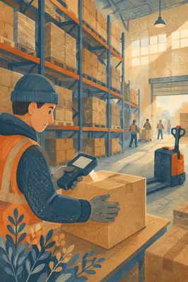 Morning Warehouse Logistics with Shipping Boxes