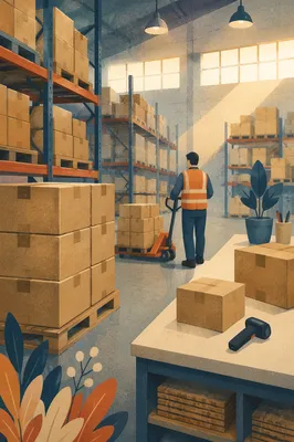 Modern Warehouse Logistics with Shipping Boxes