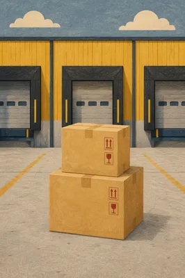 Stacked Shipping Boxes at Warehouse Loading Bay