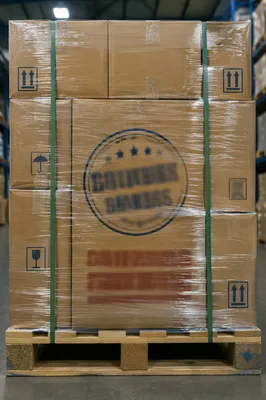 Wrapped Shipping Boxes on Warehouse Pallet
