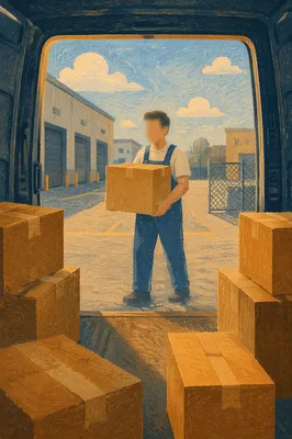 Warehouse Worker Loading Shipping Boxes
