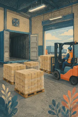 Warehouse Logistics With Shipping Boxes