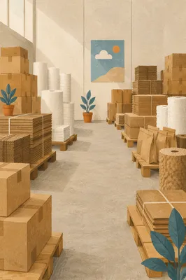 Organized Warehouse Shipping Boxes and Packing Supplies