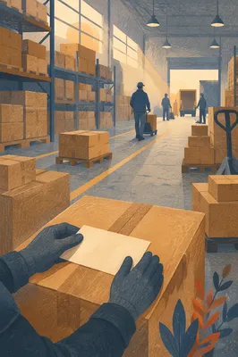 Modern Warehouse Shipping Boxes at Morning Shift