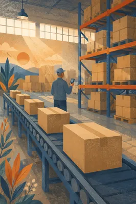 Modern Warehouse Boxes and Conveyor Logistics