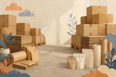 Minimalist Warehouse Shipping Boxes and Packaging