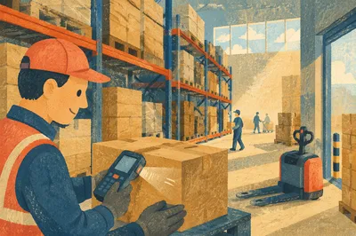 Morning Warehouse Logistics With Shipping Boxes