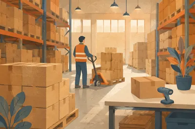 Modern Warehouse Shipping Boxes and Logistics