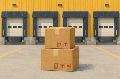 Stacked Shipping Boxes at Warehouse Loading Bay