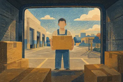 Warehouse Shipping Boxes in Golden Light