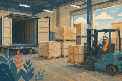 Warehouse Logistics Loading Bay with Pallets