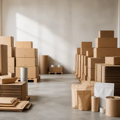 Minimalist Warehouse Packaging and Shipping Boxes