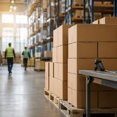 Modern Warehouse Shipping Boxes and Logistics