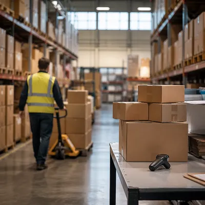 Modern Warehouse Logistics with Shipping Boxes