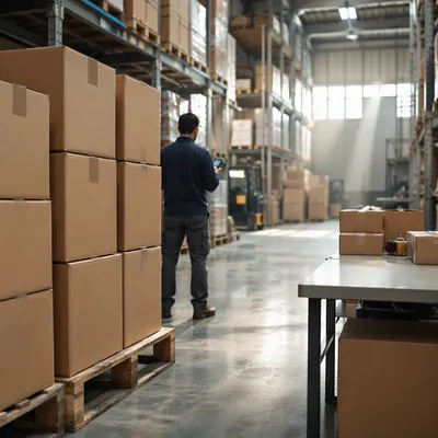 Orderly Warehouse Logistics With Shipping Boxes