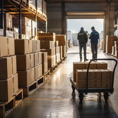 Organized Warehouse Logistics With Shipping Boxes