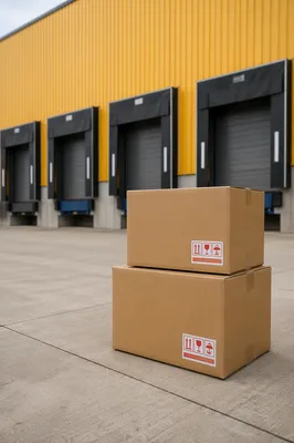 Shipping Boxes Outside Warehouse Loading Docks