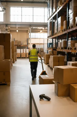 Modern Warehouse Logistics With Shipping Boxes