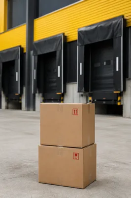 Cardboard Shipping Boxes at Warehouse Loading Dock