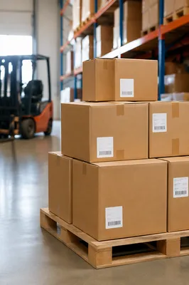 Warehouse Shipping Boxes on Pallet