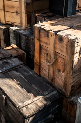 Rustic Shipping Crates in Warehouse Light
