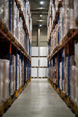 Warehouse Logistics Aisle With Shipping Boxes