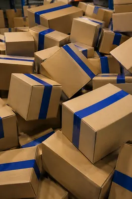 Warehouse Shipping Boxes with Blue Tape