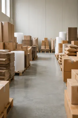 Organized Warehouse Logistics With Cardboard Shipping Boxes