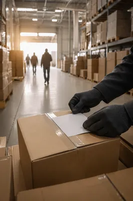 Modern Warehouse Shipping Boxes at Shift Change