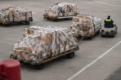 Busy Logistics Yard with Shipping Boxes