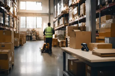 Modern Warehouse Logistics With Shipping Boxes