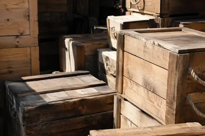 Rustic Warehouse Shipping Crates Close-Up