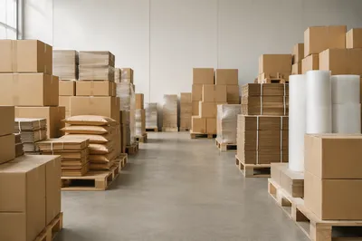 Organized Warehouse Shipping Boxes and Pallets
