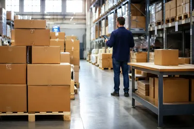 Orderly Warehouse Logistics With Shipping Boxes