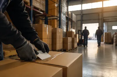 Modern Warehouse Shipping Boxes at Shift Change