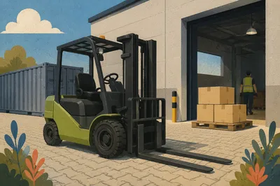 Forklift at Warehouse Loading Bay Entrance