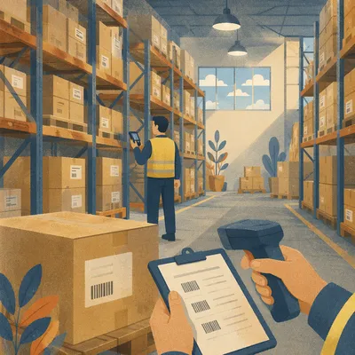Warehouse Inventory Workers Scanning Boxes