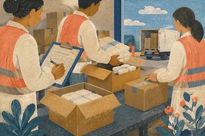 Warehouse Workers Checking Inventory at Loading Dock