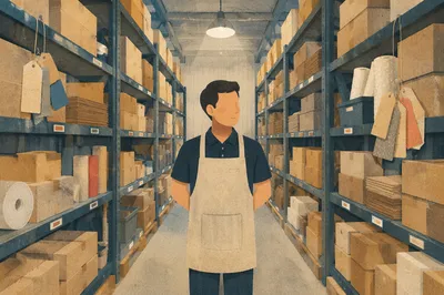 Warehouse Worker Managing Inventory in Aisle