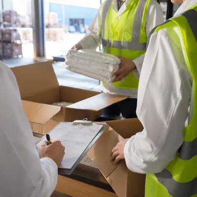 Warehouse Workers Checking Inventory at Loading Dock