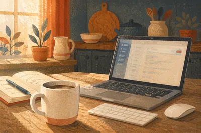 Warm Morning Work From Home Desk