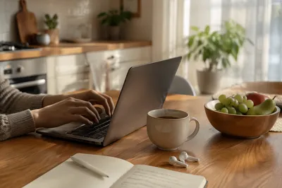 Morning Work From Home Kitchen Desk