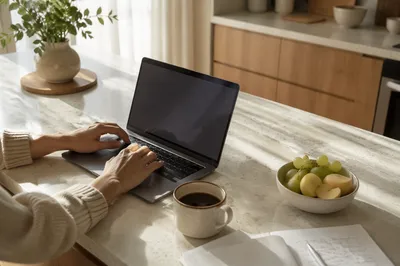 Bright Morning Work From Home Kitchen Desk