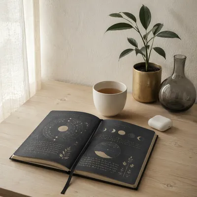 Minimal Zen Desk with Tea and Journal