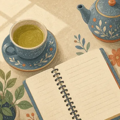 Minimal Zen Desk with Tea Journal