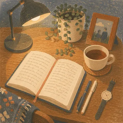 Minimal Zen Desk with Journal and Tea
