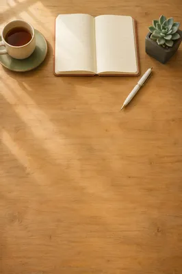Minimal Zen Desk with Journal and Tea