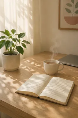 Minimal Home Office Desk with Tea