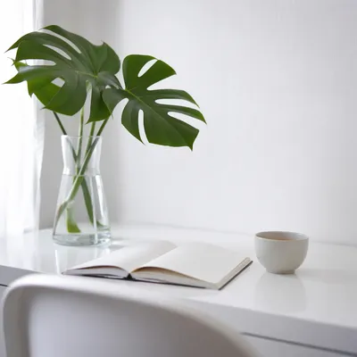 Minimal Calm Desk with Journal and Tea