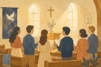 A Cappella Worship Harmony in Sunlit Chapel